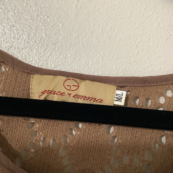 Grace + Emily Lagenlook Forest Fairy Boho Oversized Hippie Crochet Tunic Top L - Picture 7 of 8